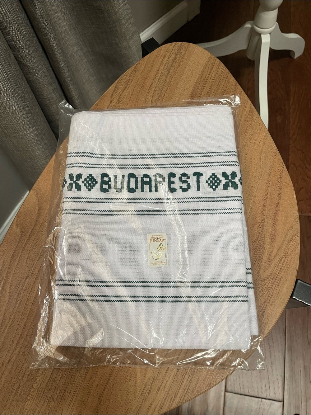 Budapest Embroidered White Tea Towel